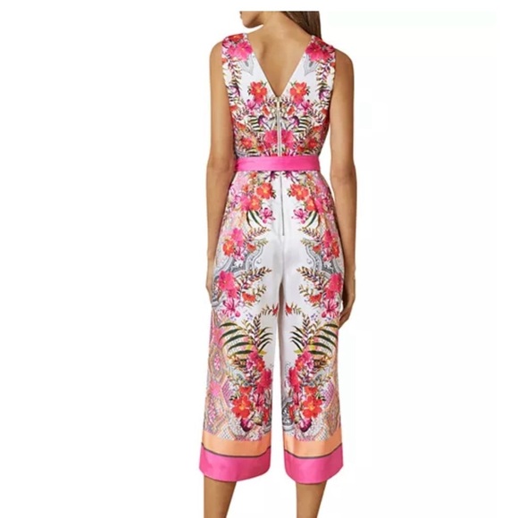 TED BAKER Solana Samba Printed Cropped jumpsuit, pink and white floral pattern - Picture 2 of 9